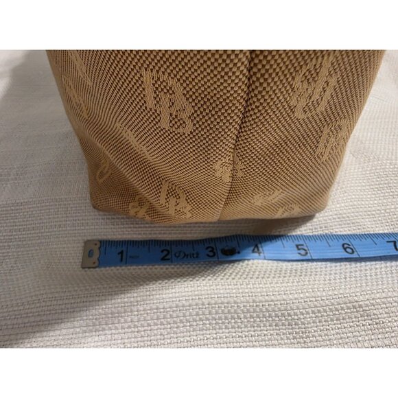Dooney & Bourke DB Canvas Tote Bag Beige Red Leather Trim Medium - Picture 4 of 9